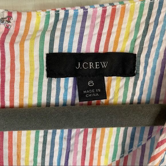 J. Crew V-Neck Rainbow Seersucker Peplum Top - Picture 4 of 4